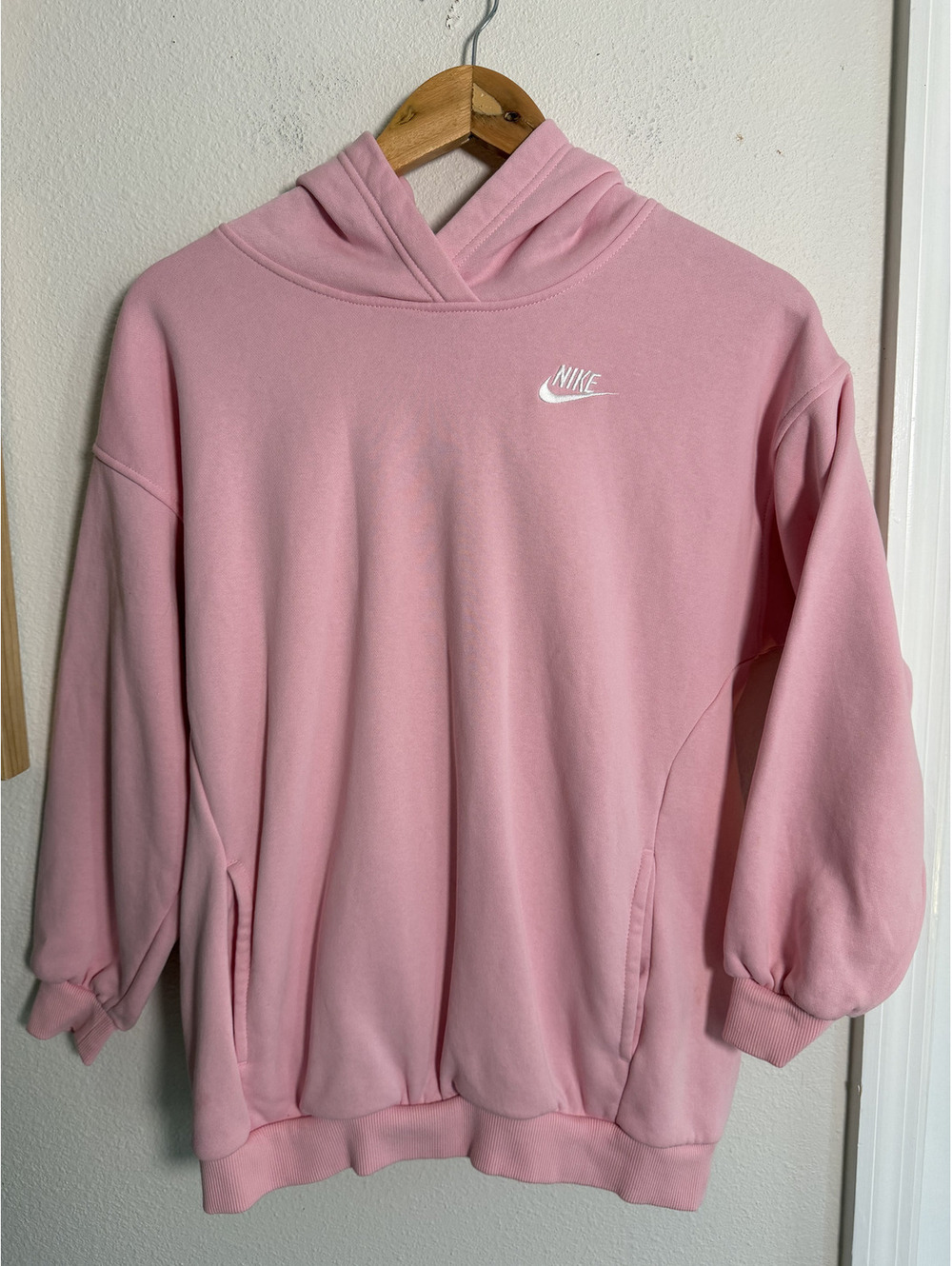 Nike Sportswear Pink Fleece Pullover Hoodie Women’s Large Oversized